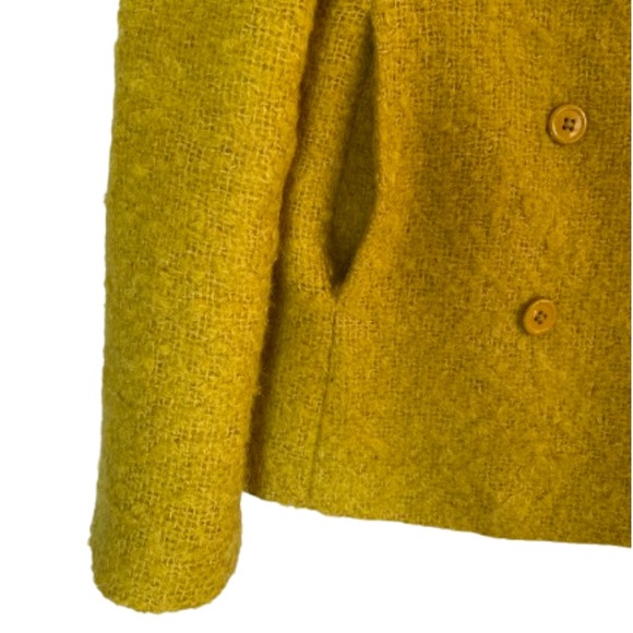 J. Crew Lucille Boucle Mohair Double Breasted Pea Coat Chartreuse - 2 - Picture 7 of 13